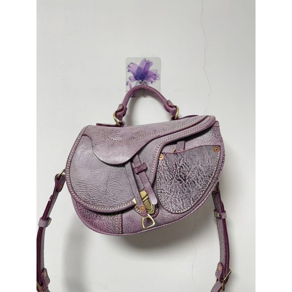 Handmade thickened matte waxed leather mbox saddle bag